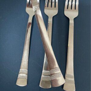 Vtg Pfaltzgraff Kensington Sapphire Bay 4 Salad Dessert Forks Stainless Flatware